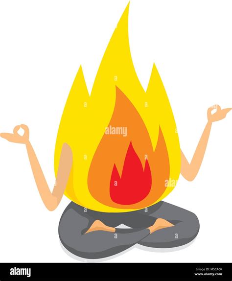 Cartoon illustration of fire flame burning at yoga Stock Vector Image ...