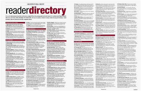 ARCHITECTURAL DIGEST Reader Directory Architectural Digest FEBRUARY