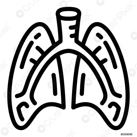 Lungs Icon Outline Style Stock Vector Crushpixel