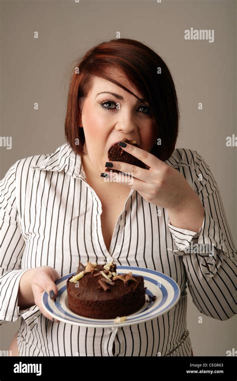 Woman Eating Chocolate Cake