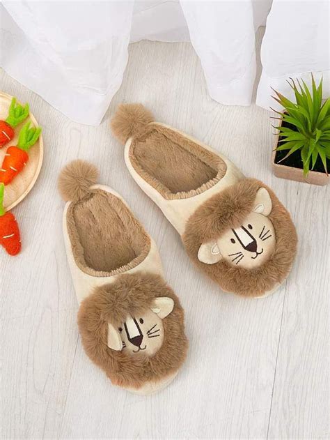 Cartoon Animal Design Fluffy Slippers | Slippers, Animal design, Cartoon animals