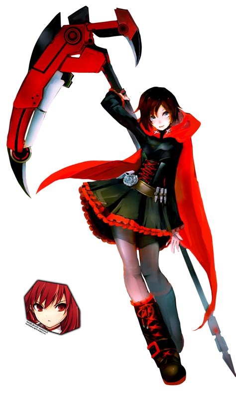 Rwby Hq Fanart Render Ruby Rose Scythe Behind By Oneexisting On Deviantart