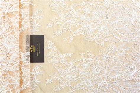 Nude With White Chantilly Lace Fabric Chantilly Lace Lace Fabric From Imperiallace
