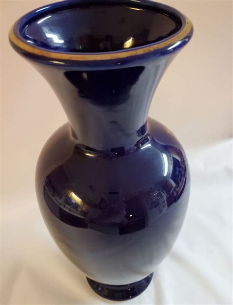 Vintage Kutani Vase Hand Painted Made In Japan Cobalt Blue Porcelain