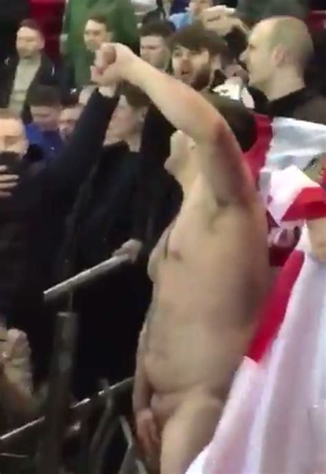 England Fan Strips Completely Naked And Dances In Stand During Friendly