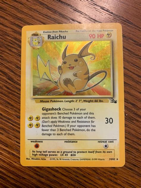 Rare Holographique Raichu Pok Mon Card Bon Tat Etsy