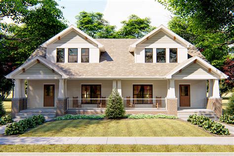 Country Craftsman Duplex Plan With 2 Bed Units 62733dj