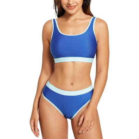 Baleaf Womens Two Piece Square Neck Bikini Crop Top High Cut Swimsuit Sporty High Waisted