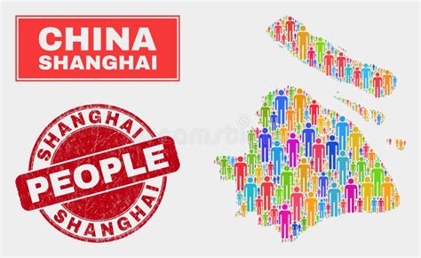 Shanghai City Map Population Demographics and Rubber Seal Stock Vector - Illustration of ...