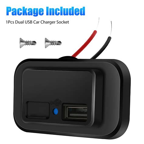 Dual Usb Port Car Fast Charger Socket Power Outlet Panel Mount