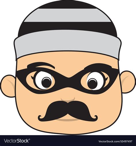 Face Man Criminal Thief Stealing Isolated Vector Image