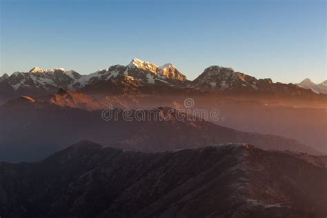 Mountain Sunrise Landscape in Himalayas, Nepal. Stock Image - Image of ...