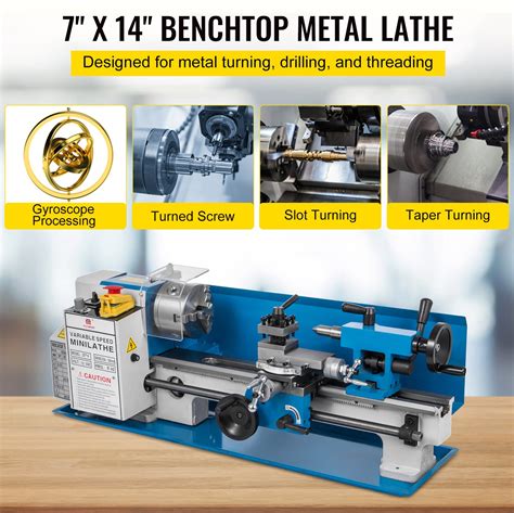 Vevor Bench Top Mini Metal Lathe 7 X14 Variable Speed Milling Machine W A Lamp Vevor Us