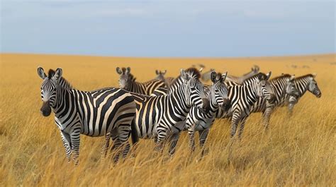 Premium Photo A Group Of Zebras Grazing On The Open Savannah Ai Generate Illustration