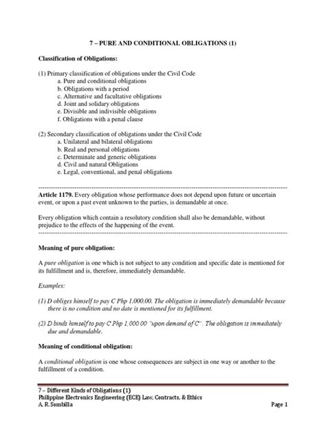 7 Pure And Conditional Obligations 1 Classification Of Obligations