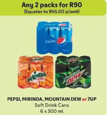 Pepsi Mirinda Mountain Dew Or Up Soft Drink Cans X Ml Offer At