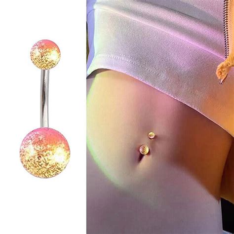 Stainless Steel Belly Button Rings Color Balls Navel Nail For Women