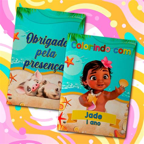 Livreto Paginas Para Colorir Festa Infantil Tema Personalizado Moana