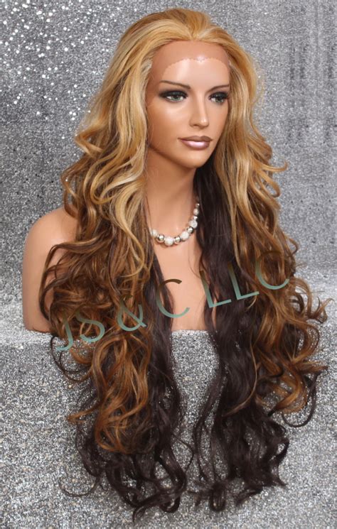 Human Hair Blend Wig Heat Safe Lace Front Wig Free Part Curly Etsy