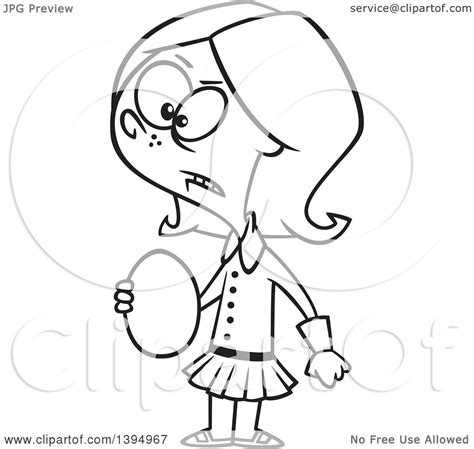 Clipart Of A Cartoon Black And White Bratty And Spoiled Girl Veruca