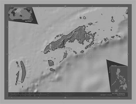 Tawi Tawi Philippines Bilevel Labelled Points Of Cities Stock