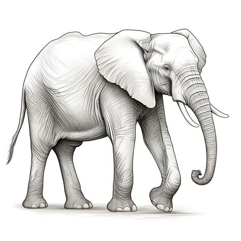 Detailed Black and White Giant Elephant Drawing in Ambient Occlusion ...