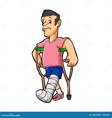 Man with broken leg stock illustration. Illustration of care - 138876906