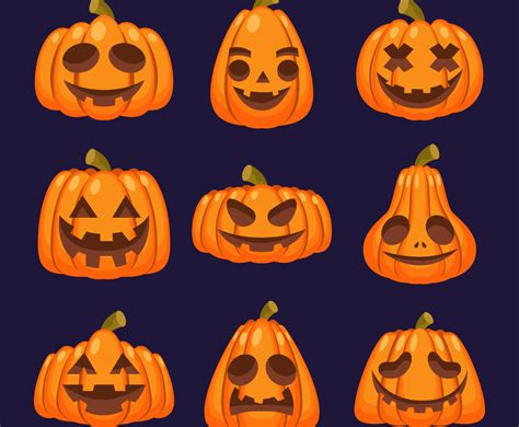 Various Pumpkin Expressions Icon Set | FreeVectors
