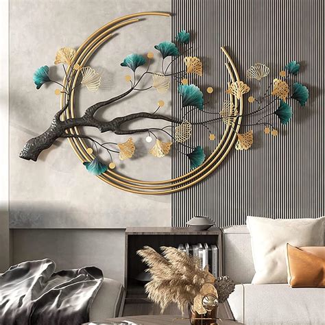 D Ginkgo Tree Leaf Metal Wall Art Modern Luxury Metal Wall Nature Art