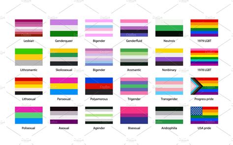 Set Of Sexual Identity Pride Flags Graphic Objects ~ Creative Market