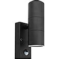 Long Life Lamp Company Black PIR Stainless Steel Double Outdoor Wall