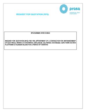 Fillable Online REQUEST FOR QUOTATION RFQ FOR THE APPOINTMENT OF A