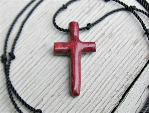 Wooden Cross Necklace Brazilian Purpleheart Men S Etsy Cross