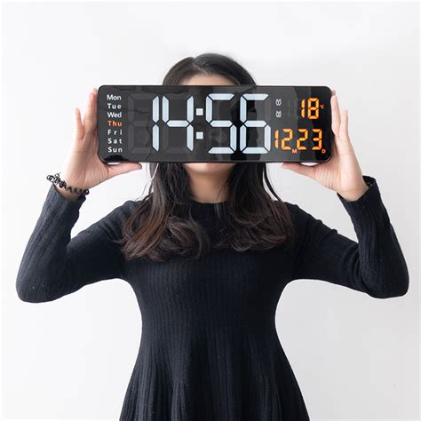 Clocks Wall Digital Clock Large Led Digital Wall Clock Temperature Date Day Display Usb Remote