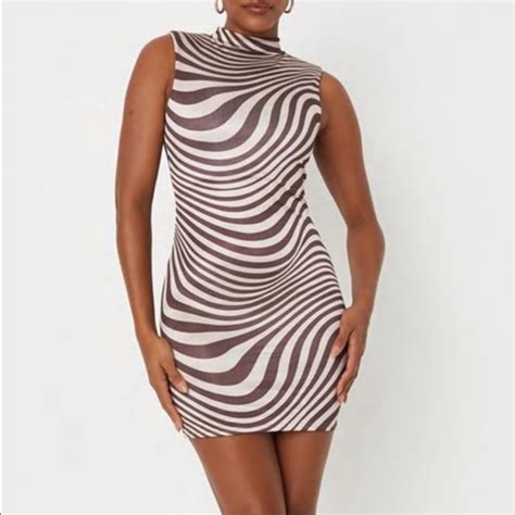 Missguided Dresses Nwt 2 Carli Bybel X Missguided Brown Swirl Print