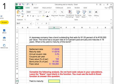 Solved X 5 X Home Calculating Yield To Maturity Excel