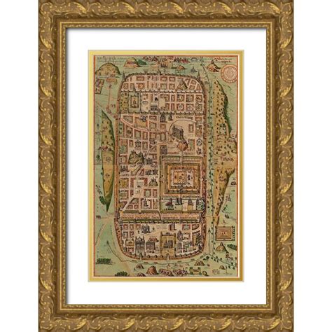 Vintage Maps X Gold Ornate Wood Framed With Double Matting Museum