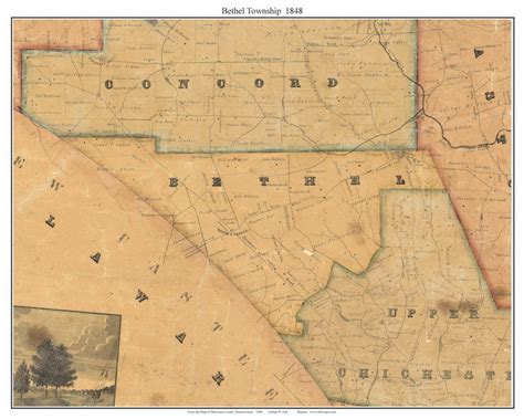 Bethel Township Pennsylvania 1848 Old Town Map Custom Print Delaware