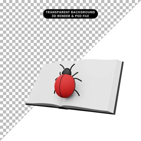 Premium PSD 3d Illustration Of Book With Bug