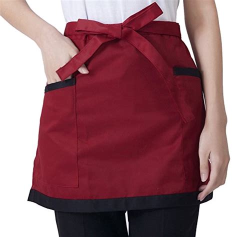 Whitelotous Unisex Waist Apron With Pockets Restaurant Half Aprons