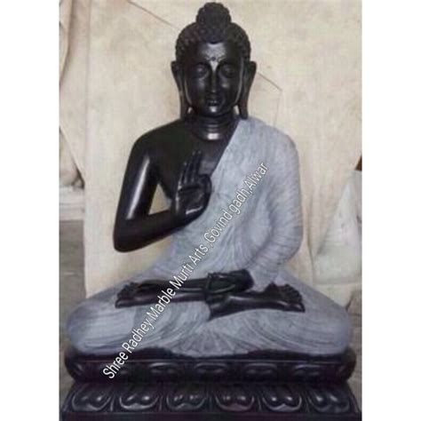 Jaipurcrafts Handmade Black Marble Stone Buddha Medium Statues At Rs