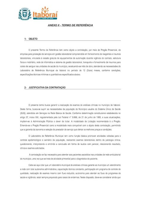 Pdf Anexo Ii Termo De Refer Ncia Anexo Ii Termo De Refer Ncia