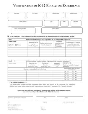 Fillable Online Images Pcmac Verification Of K Educator Experience