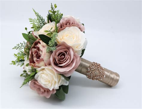 Dusty Rose Wedding Bouquet Bridal Bouquet Artificial Wedding Etsy