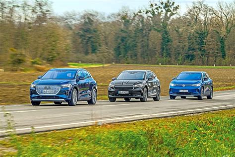 Vergleichstest Vw Id Vs Audi Q E Tron Vs Skoda Enyaq Iv Trio E