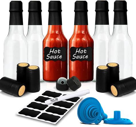 Amazon Clear Glass Hot Sauce Bottle Woozy With Black Cap And Orifice Reducer Oz