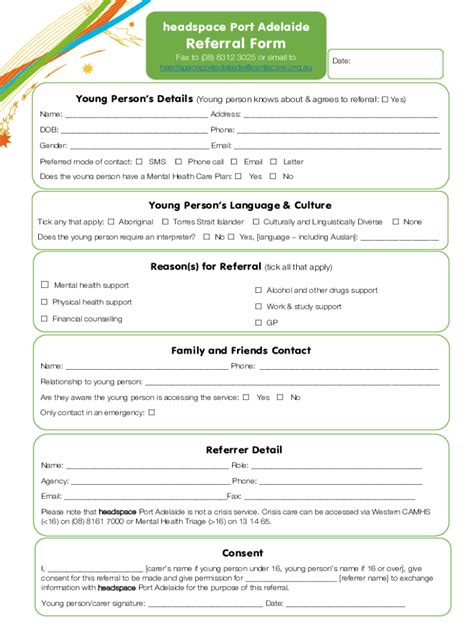 Fillable Online Headspace Port Augusta Referral Form Client Completed