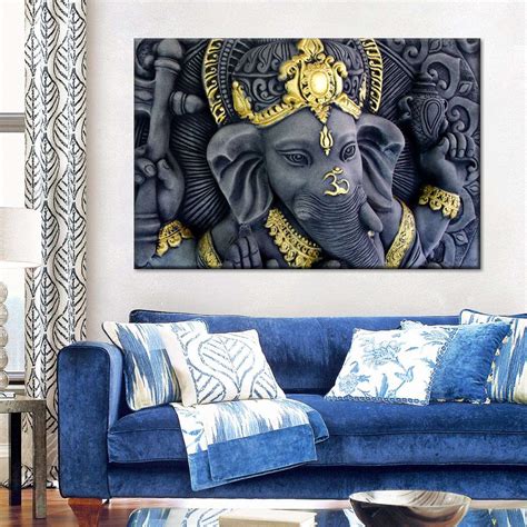 Black Gold Ganesha Statue Wall Art Photography