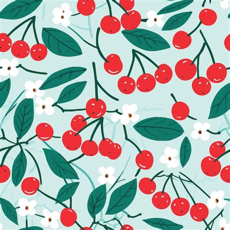 Premium Vector Seamless Colorful Cherries Pattern