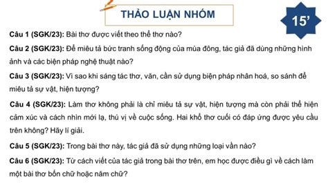 Giáo án điện tử ngữ văn 7 chân trời tiết Làm một bài thơ bốn chữ hoặc